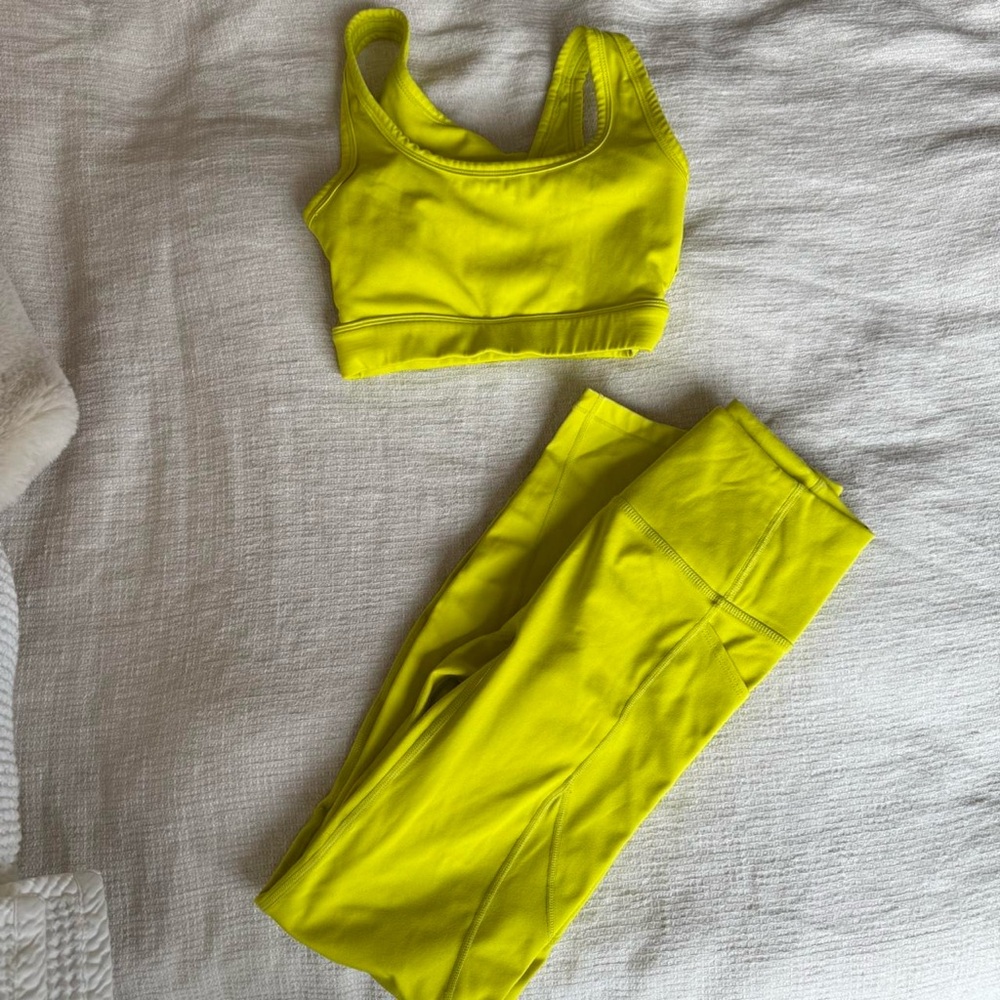 Vibrant Yellow Sports Bra and Leggings Set XXS